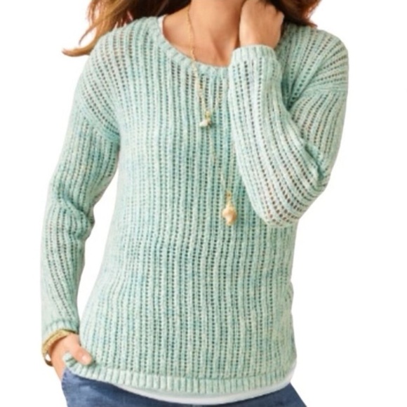 NWT Talbots Open Stitch Space Dyed Long Sleeve Ribbed Sweater Size M - Picture 1 of 10